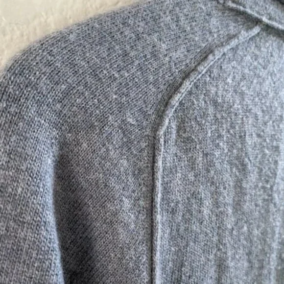 Banana Republic Wool Cashmere Blend Cardigan Pockets Grey Longline academia - Picture 2 of 10